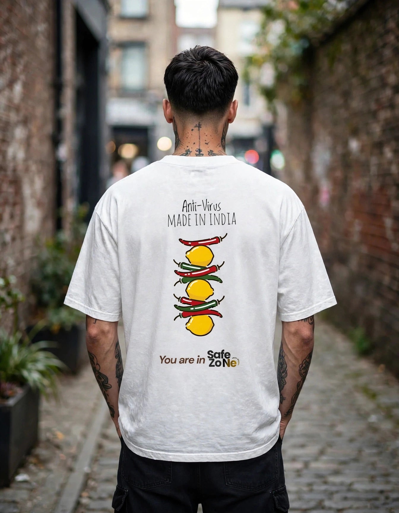 Made in India Anti-Virus Graphic Oversized T-Shirt – 100% Cotton