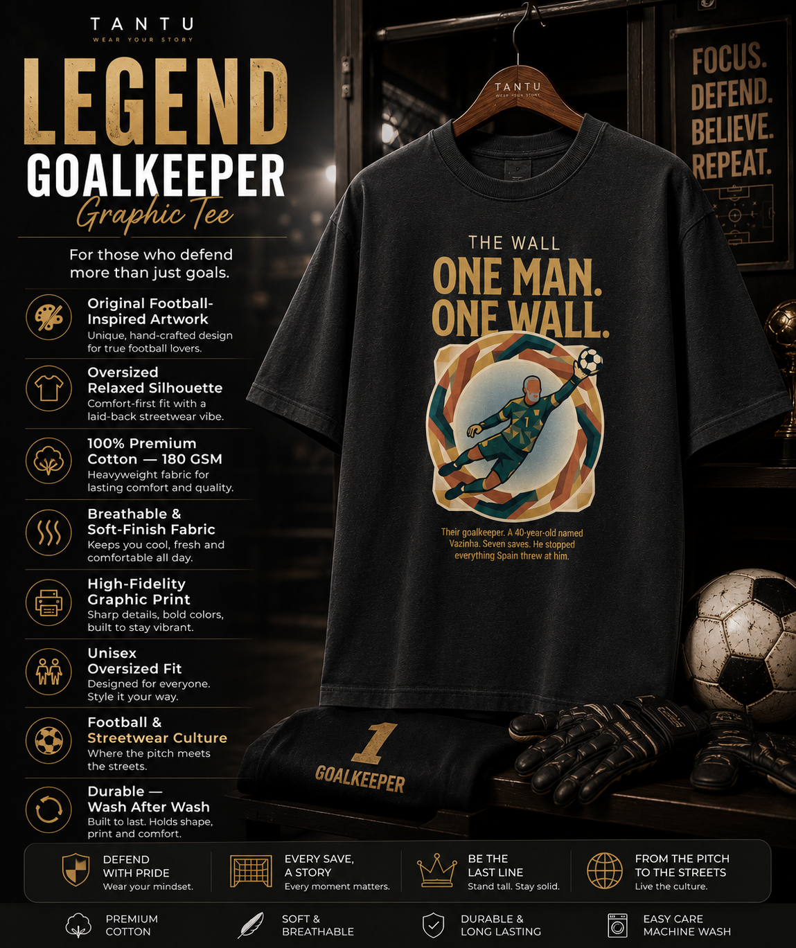 Legend Goalkeeper Oversized Graphic T-Shirt – Unisex Cotton
